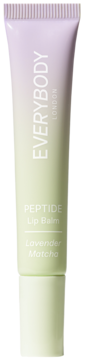 Balsam do ust Everybody London Peptide Lip Balm w tubce, gradient fioletowo-zielony, napis Lavender Matcha.