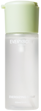 Everybody London Energizing Spray, przezroczysta butelka odświeżającej mgiełki z zielonym korkiem, 100ml.