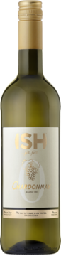 ISH Alcohol-Free Chardonnay w zielonej butelce z biało-złotą etykietą, widok z przodu. Widoczny napis "ALCOHOL FREE".