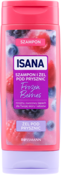 ISANA ,szampon do włosów + żel pod prysznic,przód