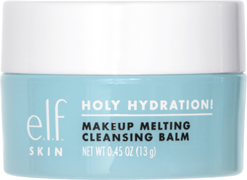 e.l.f. Holy Hydration! Makeup Melting Cleansing Balm w błękitnym słoiczku 13g z białą zakrętką, widok z przodu.