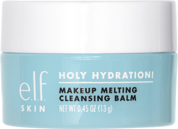 e.l.f. Holy Hydration! Makeup Melting Cleansing Balm w błękitnym słoiczku 13g z białą zakrętką, widok z przodu.