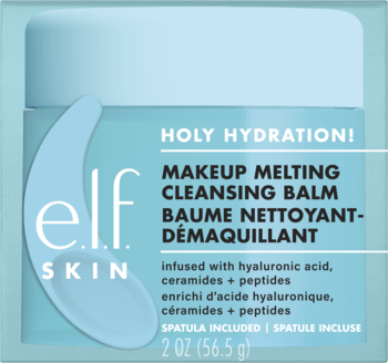 Niebieski balsam oczyszczający elf Holy Hydration! z kwasem hialuronowym w słoiczku, widok z przodu.