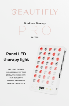 Beautifly SkinPure Therapy Pro, biały panel LED do terapii światłem, poprawia skórę, stymuluje włosy.