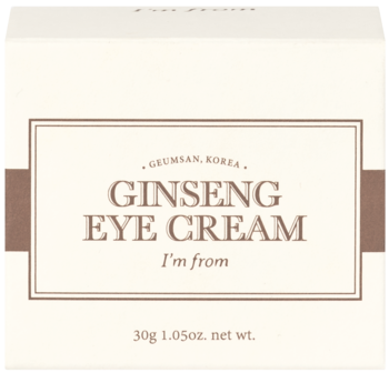 I'm From Ginseng Eye Cream, beżowe pudełko z brązowym napisem, widok z przodu. Opakowanie 30g.