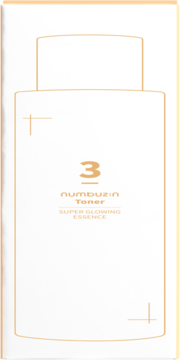 Numbuzin No. 3 Super Glowing Essence Toner w białej butelce z pomarańczowym konturem, widok z przodu.