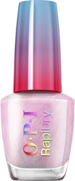 OPI RapiDry szybkoschnący lakier w opalizującej butelce, tęczowy napis, zakrętka ombre blue-pink.