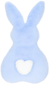 Eloy poduszka 3D zając, jasnoniebieska, z białym, puszystym ogonkiem w kształcie serca, widok od tyłu.