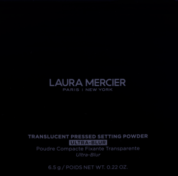 Laura Mercier Translucent Pressed Setting Powder Ultra-Blur w czarnym opakowaniu, widok z przodu.