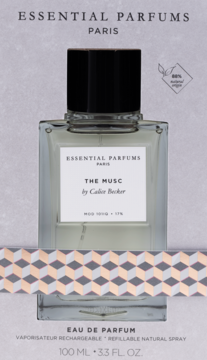 Essential Parfums THE MUSC, piżmowy Eau de Parfum 100 ml, butelka w kartonowym opakowaniu.
