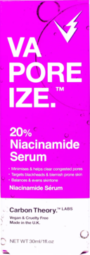 CARBON THEORY LABS VaPOREize ,serum do twarzy z 20% niacynamidem i 1% cynkiem,przód