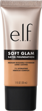 e.l.f. Soft Glam Satin Foundation, nawilżający podkład w tubce, odcień Tan Cool, widok z przodu.