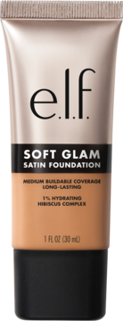 e.l.f. Soft Glam Satin Foundation, nawilżający podkład w tubce, odcień Tan Cool, widok z przodu.