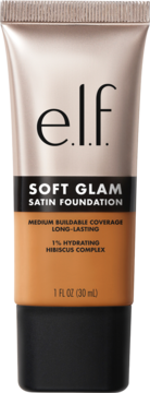 elf Soft Glam Satin Foundation, podkład w tubce w odcieniu Tan Warm, satynowe wykończenie, widok z przodu.