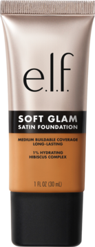 elf Soft Glam Satin Foundation, podkład w tubce w odcieniu Tan Warm, satynowe wykończenie, widok z przodu.