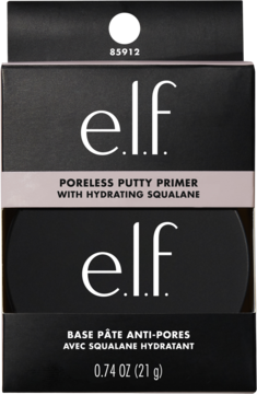 Baza Elf Poreless Putty Primer z nawilżającym skwalanem, czarne pudełko z białym logo, przód.
