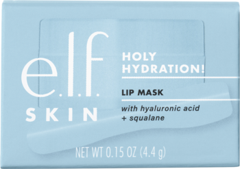 Elf Skin Holy Hydration! Lip Mask w jasnoniebieskim pudełku ze szpatułką, z kwasem hialuronowym i skwalanem, widok z przodu.