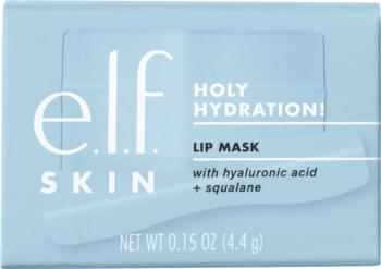 Elf Skin Holy Hydration! Lip Mask w jasnoniebieskim pudełku ze szpatułką, z kwasem hialuronowym i skwalanem, widok z przodu.