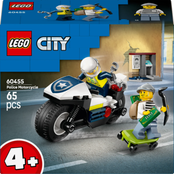LEGO City 60455 Police Motorcycle, zestaw z policjantem na motorze i złodziejem na deskorolce, 65 el.