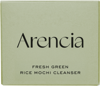 Jasnozielone opakowanie Arencia Fresh Green Rice Mochi Cleanser, widok z przodu, czarne napisy.