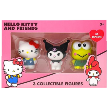 Hello Kitty & Friends: różowe pudełko z 3 figurkami kolekcjonerskimi - Hello Kitty, Kuromi, Keroppi.