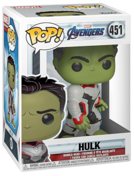 Funko Pop! Hulk (Avengers) 451 w białym pudełku z okienkiem, ubrany w biało-czerwony strój. Widok z przodu.