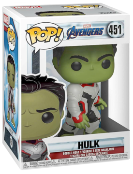 Funko Pop! Hulk (Avengers) 451 w białym pudełku z okienkiem, ubrany w biało-czerwony strój. Widok z przodu.