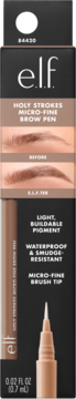 e.l.f. Holy Strokes Micro-Fine Brow Pen Blonde, wodoodporny. Opakowanie z precyzyjną końcówką, brwi przed/po.