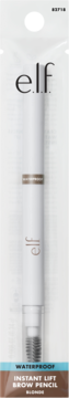 Wodoodporna kredka do brwi e.l.f. Instant Lift, odcień Blonde, biała, pionowo w opakowaniu z pędzelkiem.