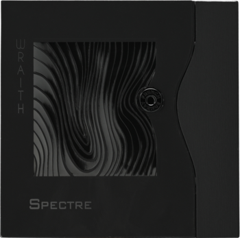 Męska woda perfumowana French Avenue Spectre Wraith. Czarne, eleganckie pudełko z szarym falistym wzorem, widok z przodu.