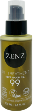 ZENZ Oil Treatment Deep Wood no. 99, certyfikowany organiczny wegański olejek w oliwkowej butelce, widok z przodu.