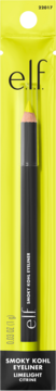 e.l.f. Smoky Kohl Eyeliner w odcieniu Limelight, czarna kredka z żółto-zieloną końcówką na żółtym opakowaniu, widok z przodu.