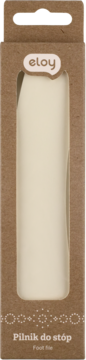 Pilnik do stóp Eloy w brązowym kartonowym opakowaniu z okienkiem, kremowy pilnik widoczny od frontu.