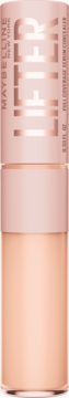 Maybelline New York Lifter korektor-serum w tubce w odcieniach różowego złota i beżu, widok z przodu, pionowe ujęcie.