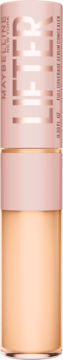 Maybelline New York Lifter korektor-serum w różowo-beżowej butelce, widok z przodu. Pełne krycie, rozświetlenie.