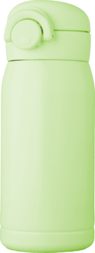 Eloy termos cylindryczny ze stali nierdzewnej, w kolorze matcha, matowy, widok z przodu. Pokrywka z przyciskiem.