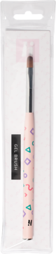 hi hybrid pędzel do żelu w opakowaniu, różowy uchwyt z wzorami, syntetyczne włosie z zaokrągloną końcówką.