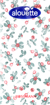 Papierowe serwetki Alouette, widok na świąteczny wzór ostrokrzewu z czerwonymi jagodami i liśćmi.