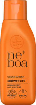 Pomarańczowy żel pod prysznic Neboa Ocean Sunset, 96% naturalny, widok z przodu. Pielęgnuje i koi skórę.