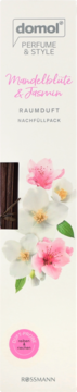 Domol Perfume & Style wkład do odświeżacza Mandelblüte & Jasmin, ozdobiony różowymi i białymi kwiatami, widok z przodu.