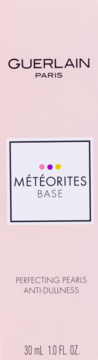 Różowe opakowanie rozświetlającej bazy Guerlain Météorites Perfecting Pearls Anti-Dullness 30ml, widok z przodu.