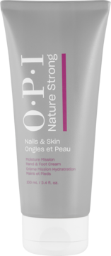 OPI Nature Strong krem do rąk i stóp w szarej tubie 100 ml, z fioletowym akcentem, widok z przodu.