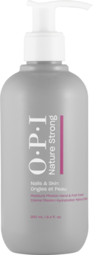 O.P.I Nature Strong Moisture Mission krem do rąk i stóp, szara butelka z pompką, widok z przodu.