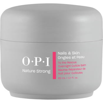 OPI Nature Strong To The Rescue nocny balsam do skórek, szary słoik z różową etykietą, widok z przodu.