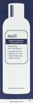 White Klairs Supple Preparation Unscented Toner, moisturizing, front view on dark blue background.