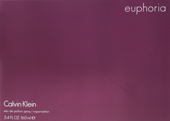 Pudełko Calvin Klein Euphoria eau de parfum 100ml, głęboki odcień magenta, z białymi napisami, widok z przodu.