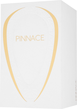PINNACE, woda perfumowana w białym pudełku ze złotym napisem i obrysem łzy, o świeżym cytrusowo-miętowym zapachu.