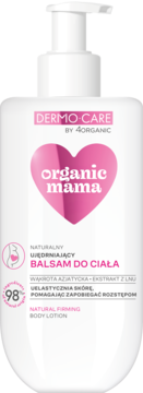 Dermo-Care Organic Mama naturalny balsam ujędrniający do ciała dla kobiet w ciąży, biała butelka, przód.