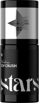 Czarny sztyft kosmetyczny Stars TOP CRUSH z błyszczącymi detalami i napisem Smoke Joke 02, widok z przodu.