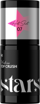 Cylindryczny czarny top coat Madness TOP CRUSH Stars z różowym detalem Hot Shot 07 na zakrętce, widok z przodu.